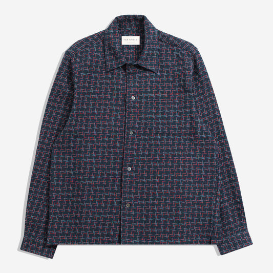 Busey Dobby Architect Shirt - Navy/Red/Blue