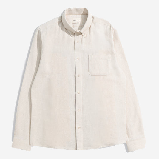 Mod Brushed Dobby Shirt - Stone/White
