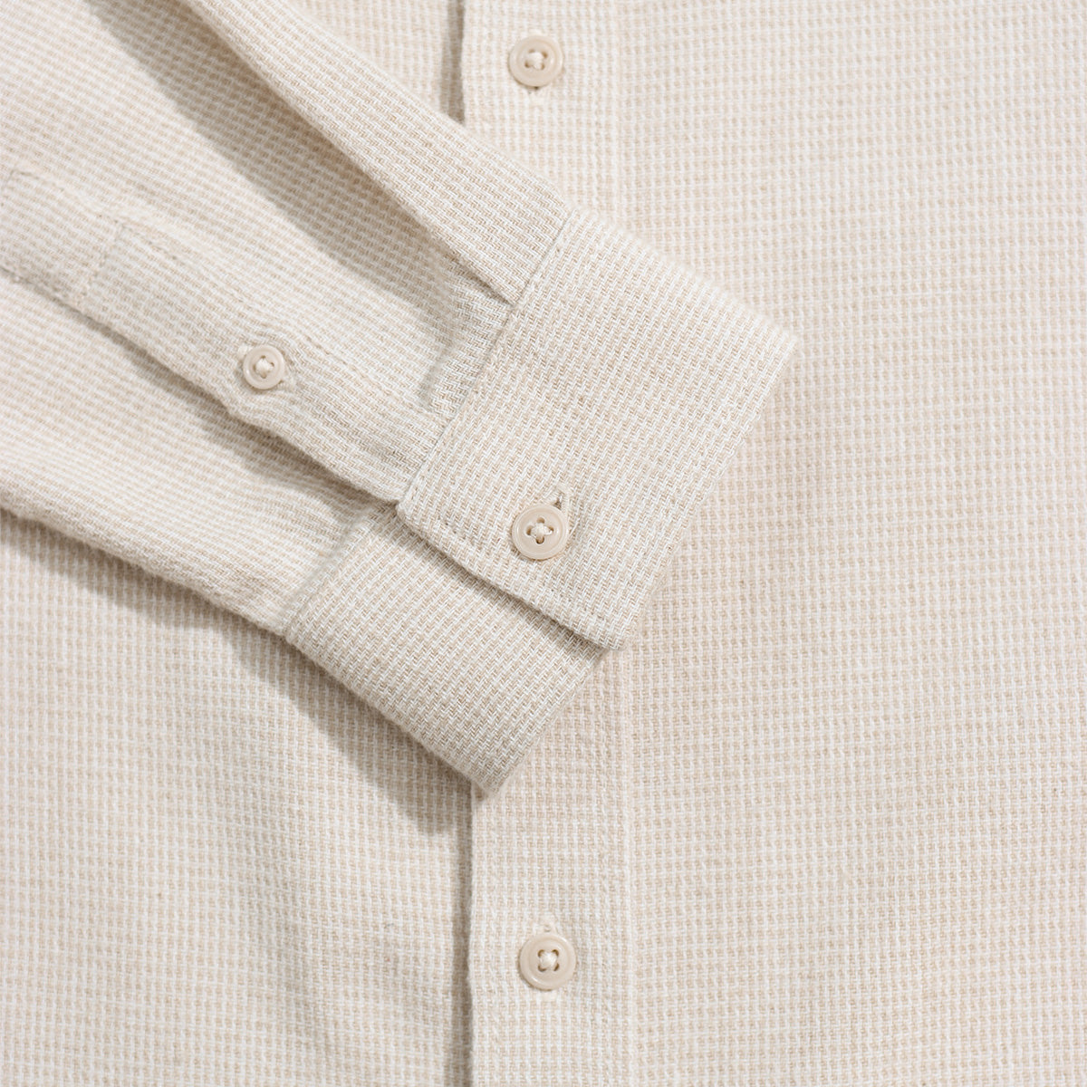 Mod Brushed Dobby Shirt - Stone/White