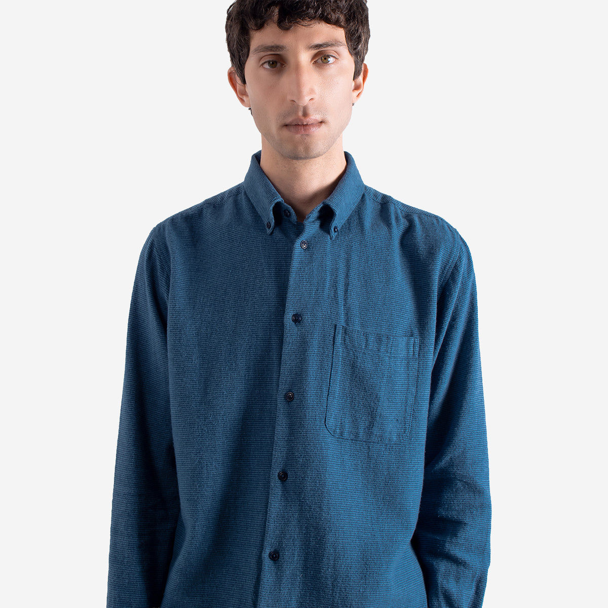 Mod Brushed Dobby Shirt - Navy/Blue
