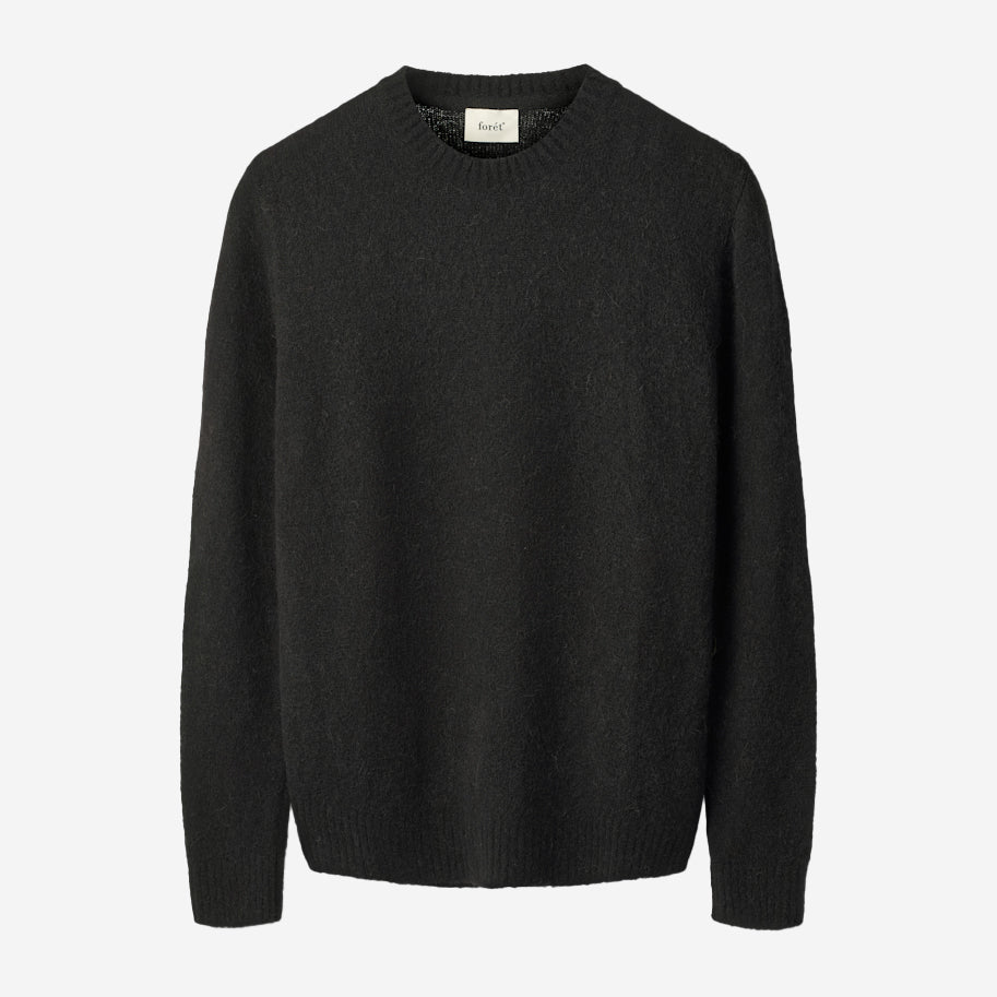 Alpine Brushed Wool Knit Crew - Black