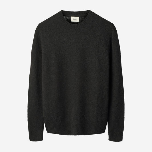Alpine Brushed Wool Knit Crew - Black