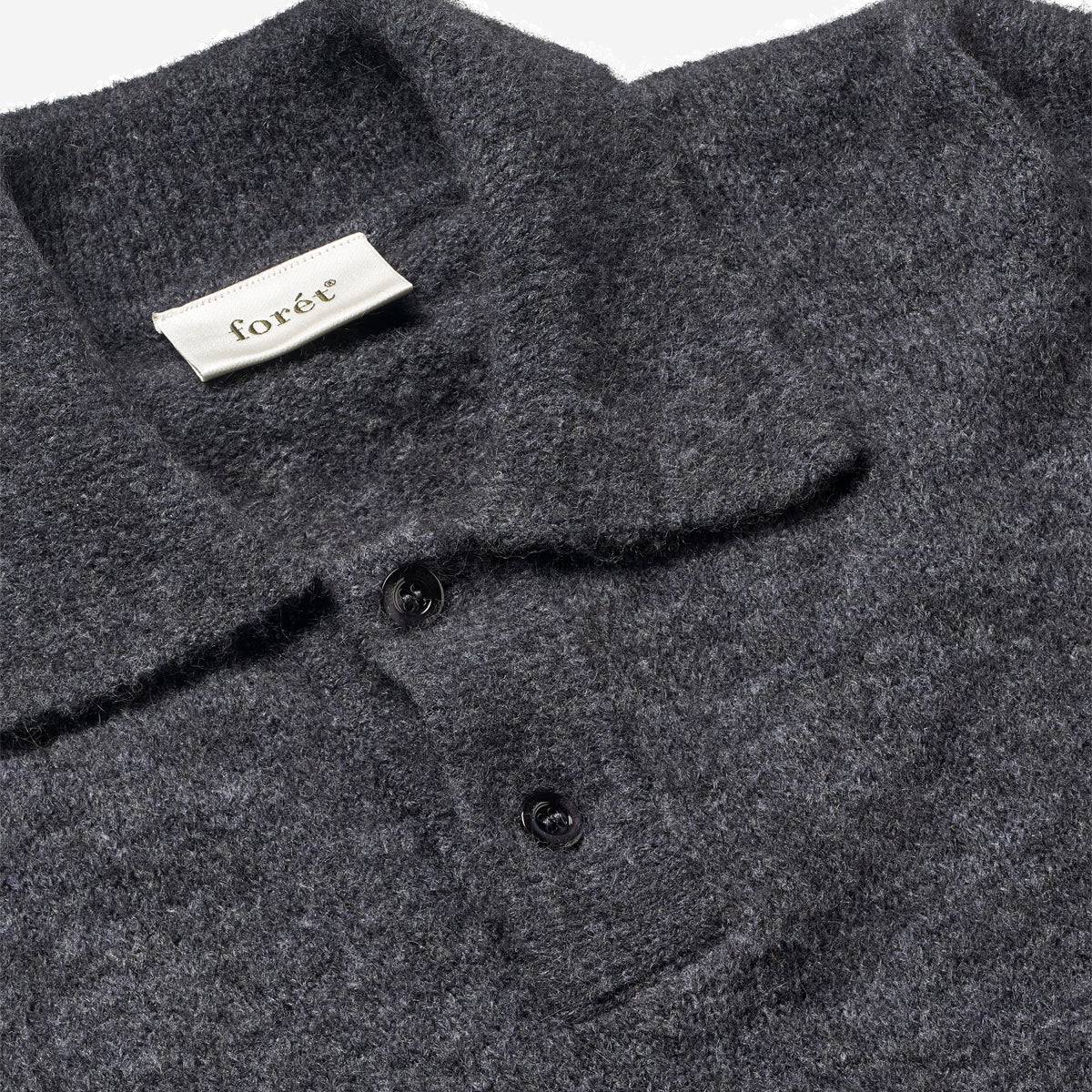 Alpine Brushed Wool Knit Polo - Dark Grey Melange