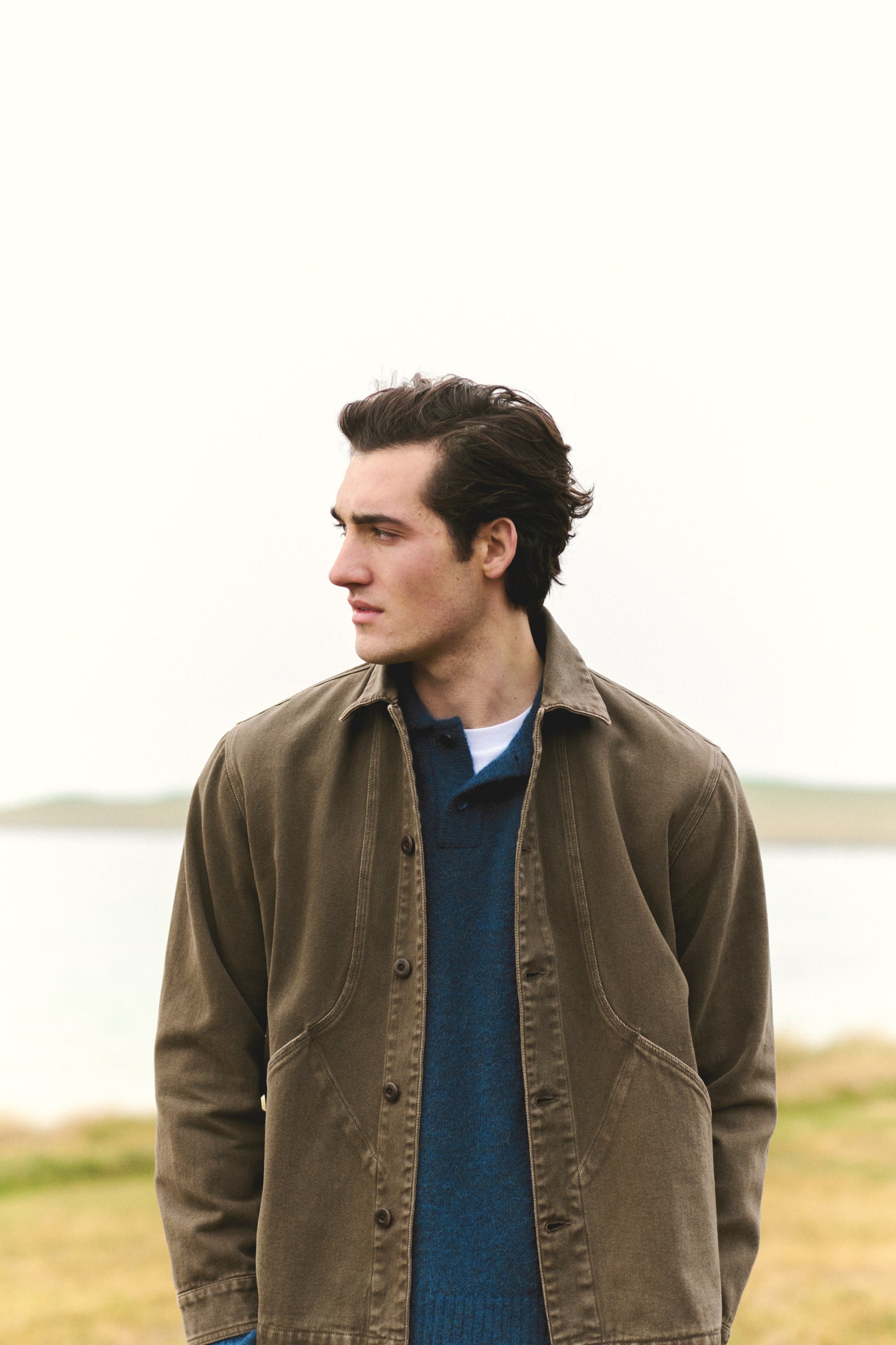 Alpine Brushed Wool Knit Polo - Muted Teal