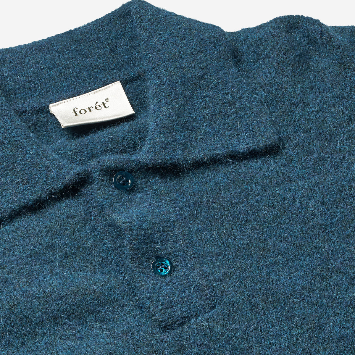 Alpine Brushed Wool Knit Polo - Muted Teal