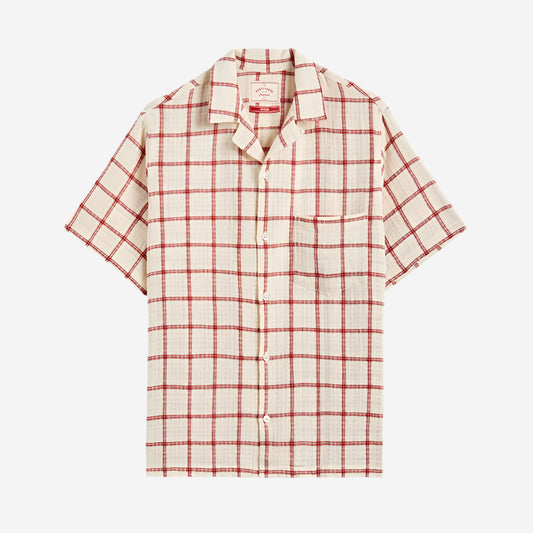 Alvor Jacquard S/S Vacation Shirt - Natural/Red