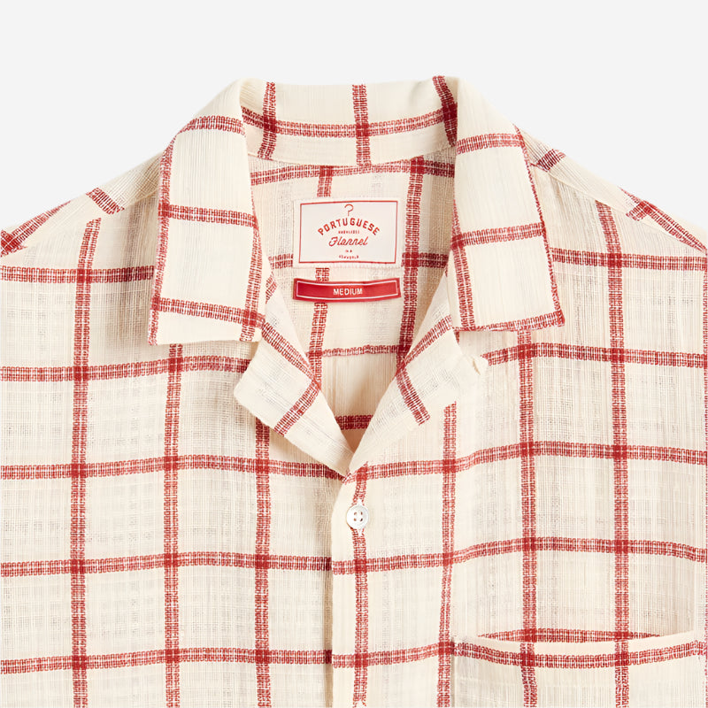 Alvor Jacquard S/S Vacation Shirt - Natural/Red