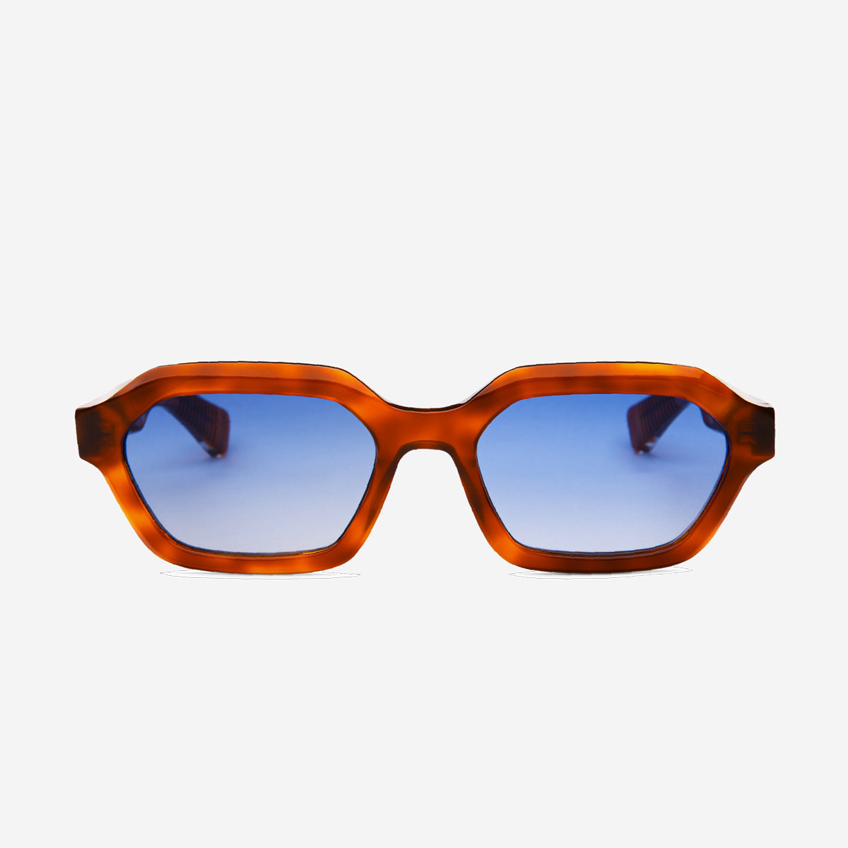 ANTHONY Hex Rectangle Sunglasses - Havana/Gradient Blue Reveal