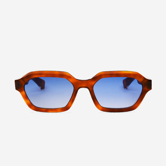 ANTHONY Hex Rectangle Sunglasses - Havana/Gradient Blue Reveal
