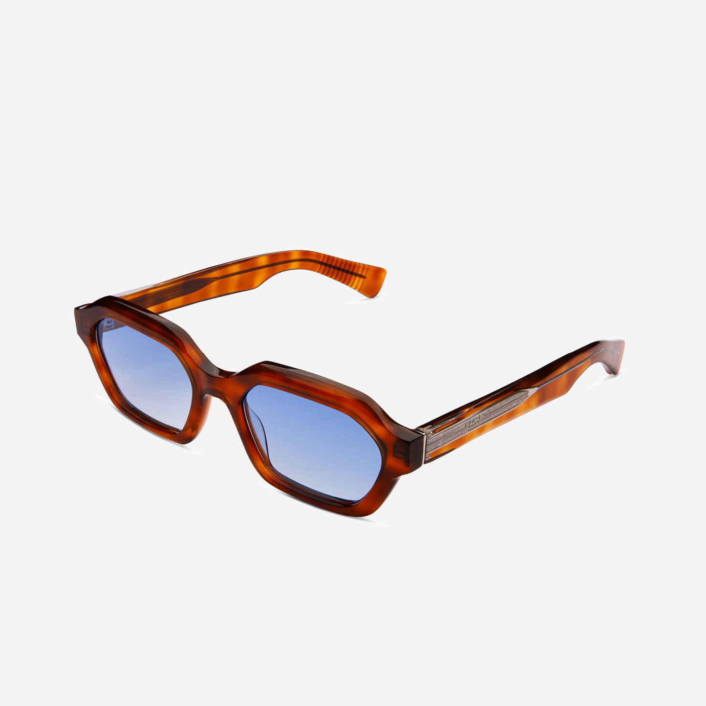 ANTHONY Hex Rectangle Sunglasses - Havana/Gradient Blue Reveal