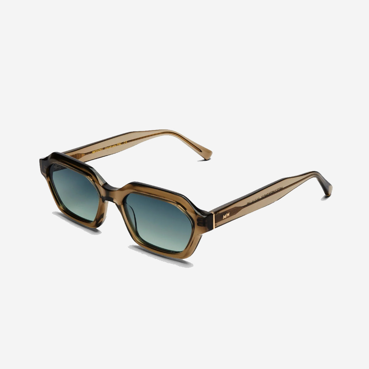 ANTHONY Hex Rectangle Sunglasses - Bottle/Green