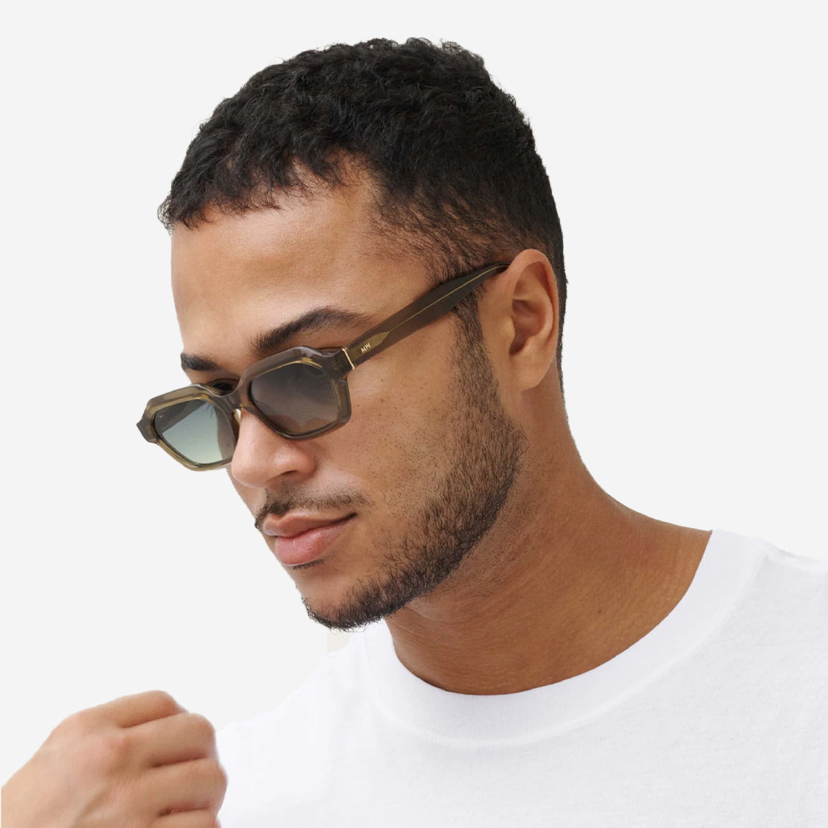 ANTHONY Hex Rectangle Sunglasses - Bottle/Green