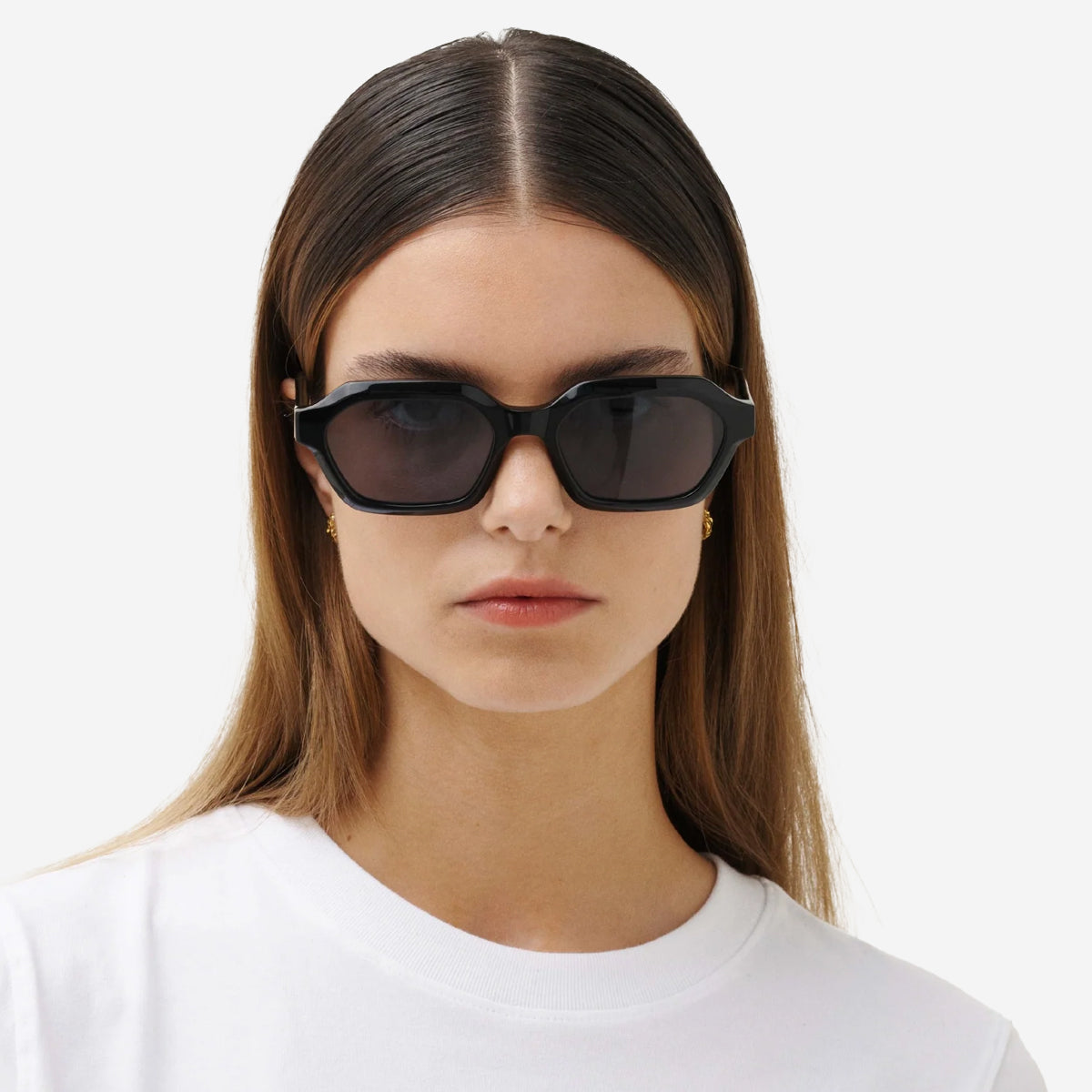 ANTHONY Hex Rectangle Sunglasses - Black/Grey Reveal