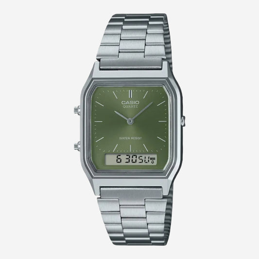 AQ-230A-3AMQY - CASIO Vintage Watch - Stainless/Green