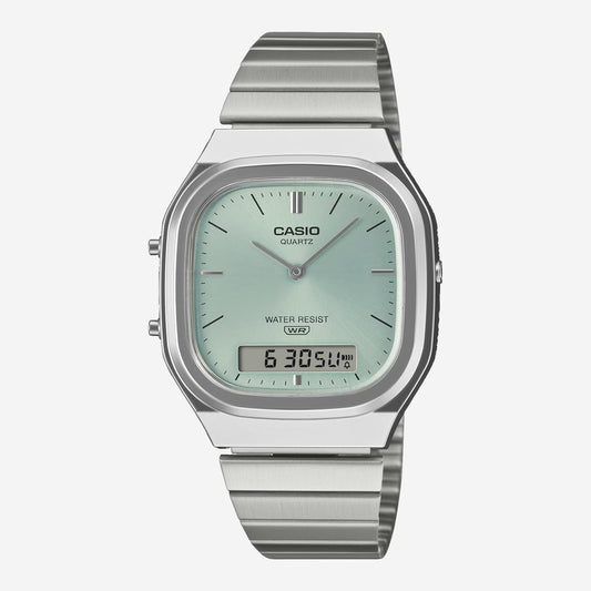 AQ-240E-2A CASIO Vintage Watch - Stainless/Light Aqua