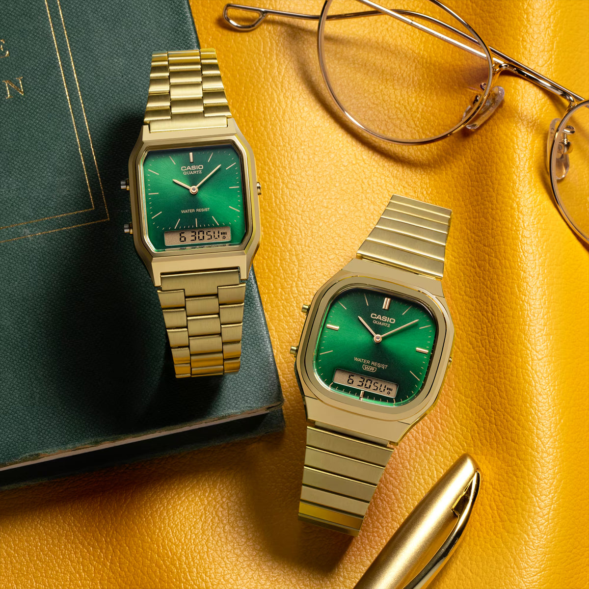 AQ-240EG-3A CASIO Vintage Watch - Gold/Green