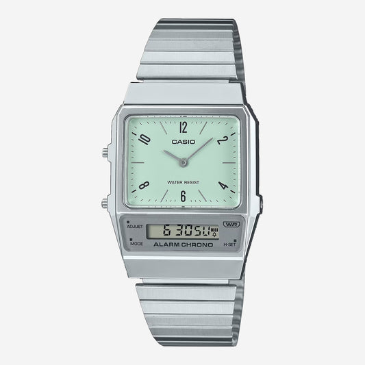 AQ-800E-3A CASIO Vintage Watch - Stainless/Light Aqua