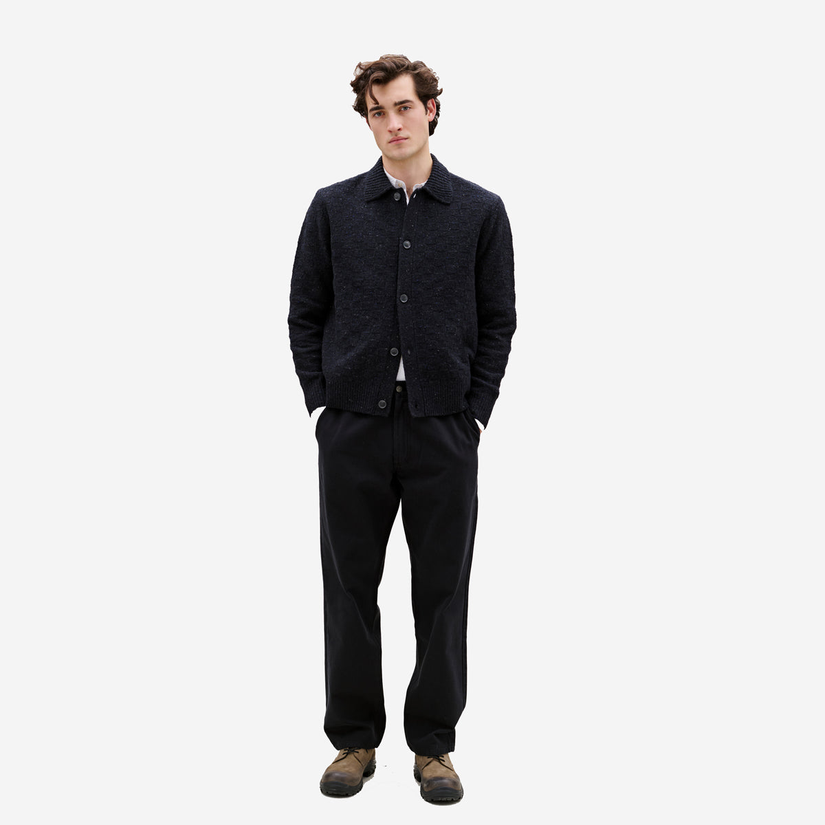 Area Wool Cardigan Jacket - Navy