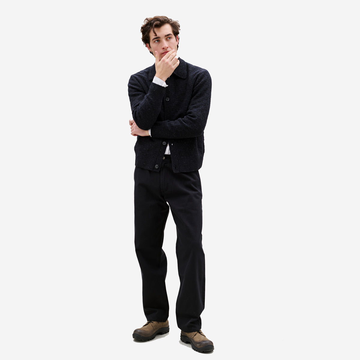 Area Wool Cardigan Jacket - Navy