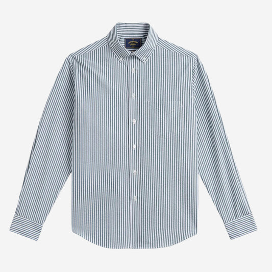 Atlantico Seersucker L/S Shirt - Green Stripe