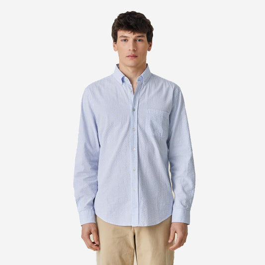 Atlantico Seersucker L/S Shirt - Stripe Blue