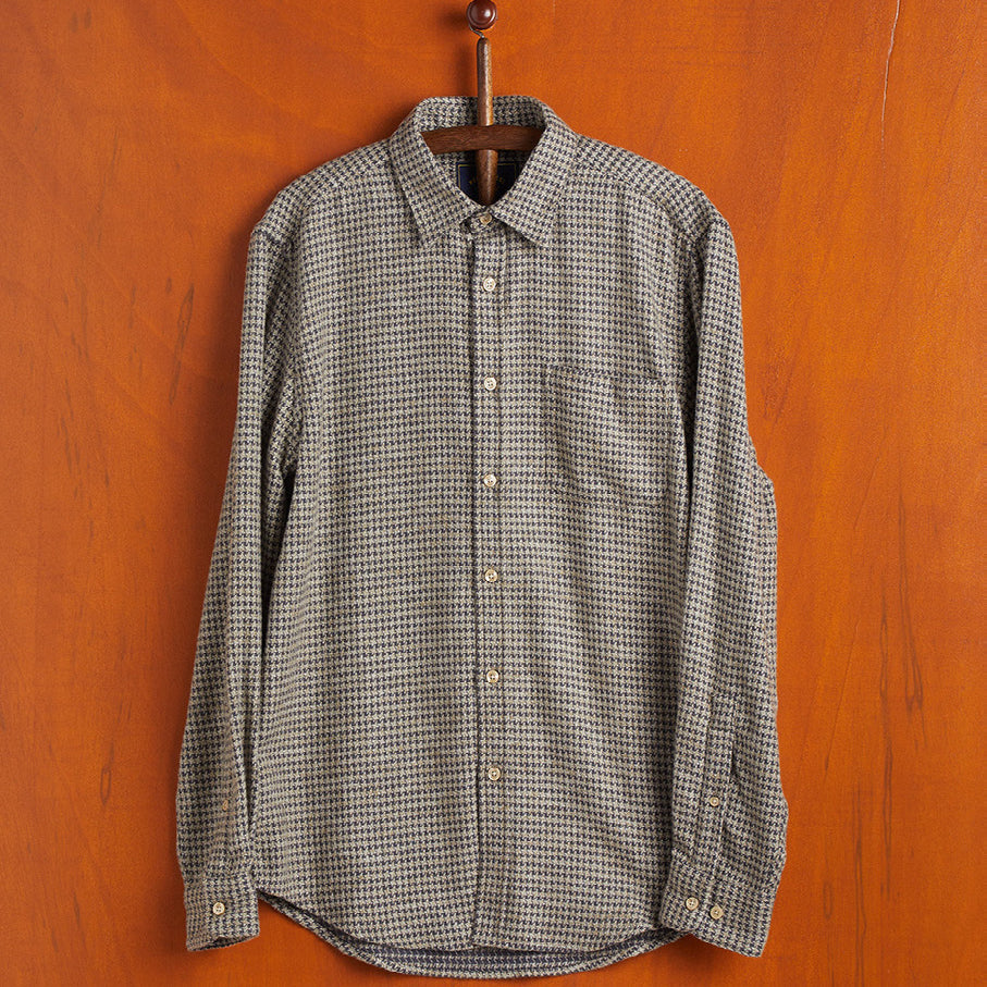 Abstract Houndstooth Flannel Shirt - Charcoal