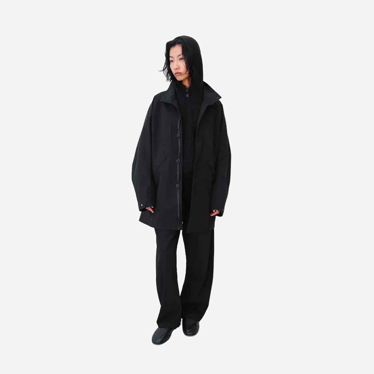 Mid-Length Parka Jacket - Black