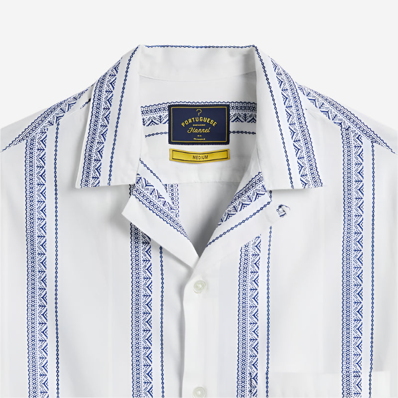 Alqueva Jacquard S/S Vacation Shirt - White/Blue