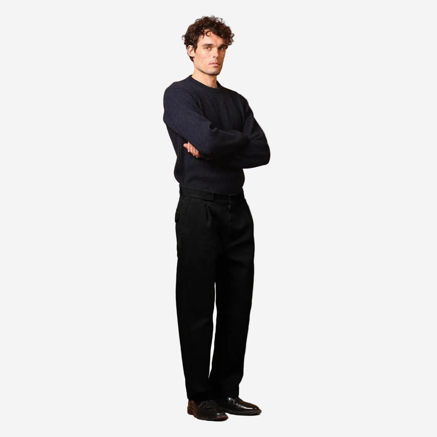 Amarillo One Pleat Washed Twill Pants - Black