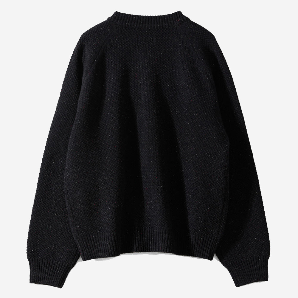 Annette Silk Wool Nep Zip Knit Cardigan - Black