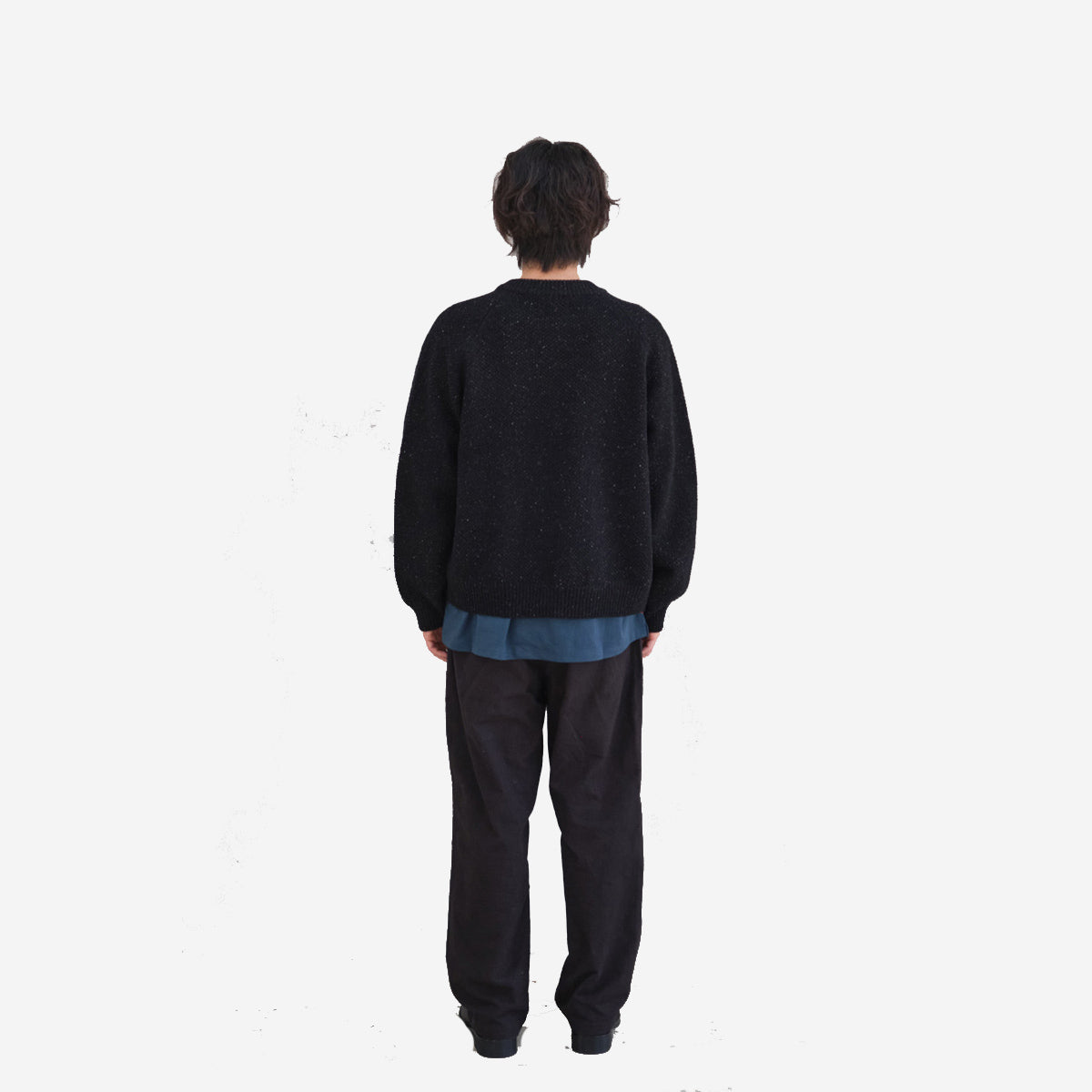 Annette Silk Wool Nep Zip Knit Cardigan - Black