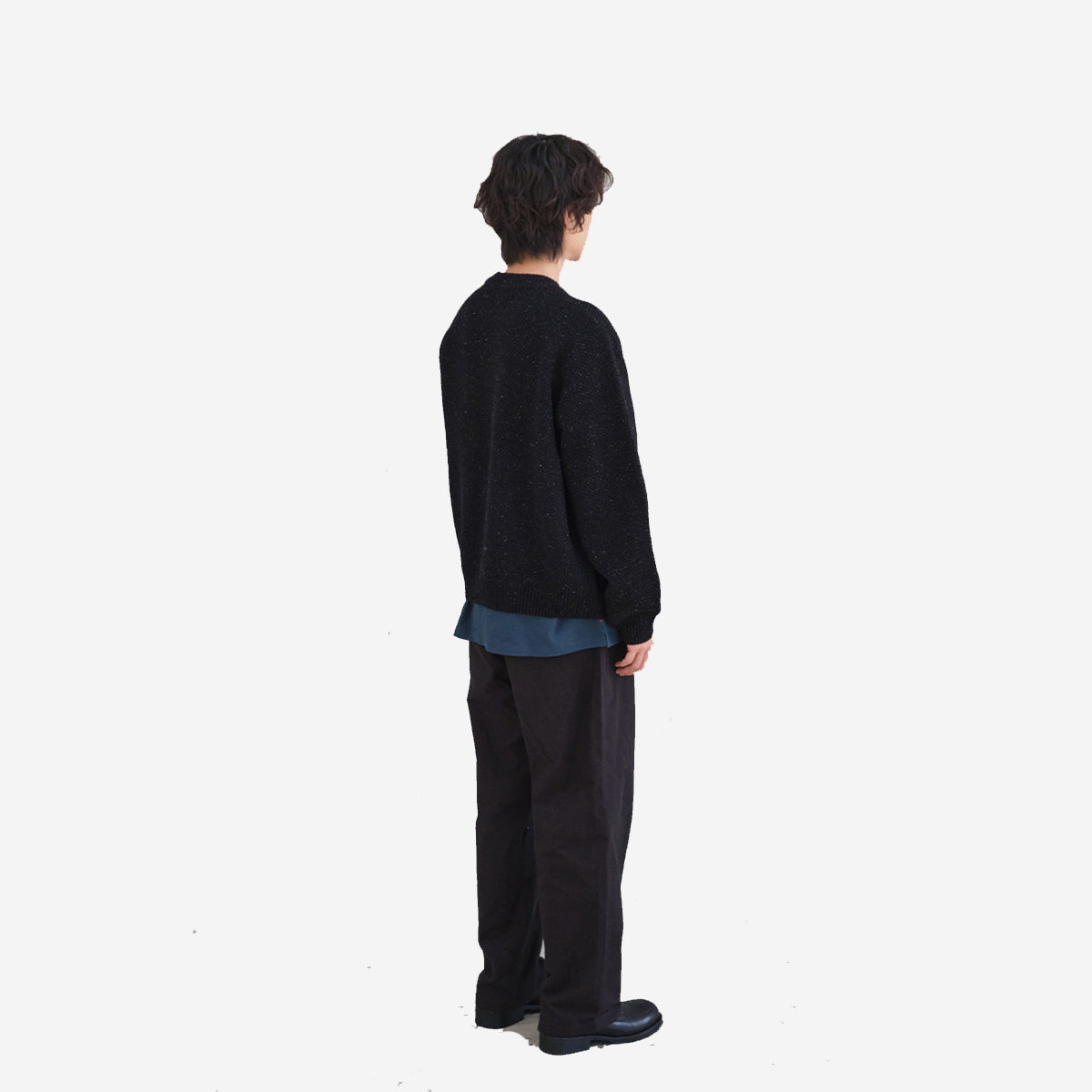 Annette Silk Wool Nep Zip Knit Cardigan - Black