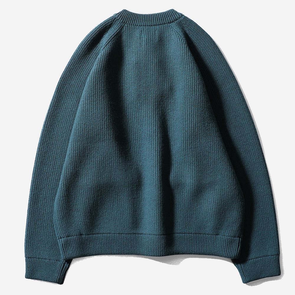 Annette Merino Wool Heavy Rib Knit Cardigan - Evergreen