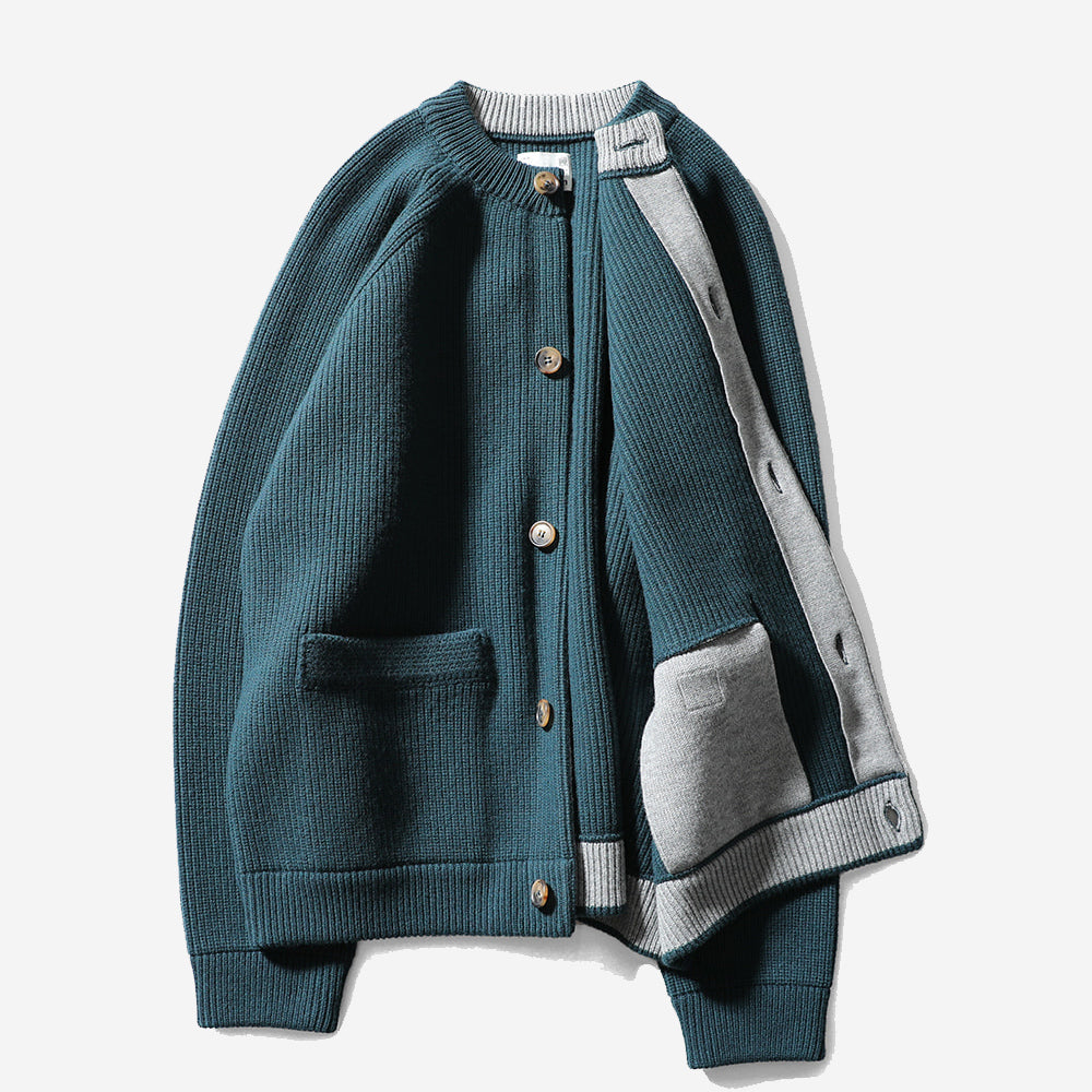 Annette Merino Wool Heavy Rib Knit Cardigan - Evergreen