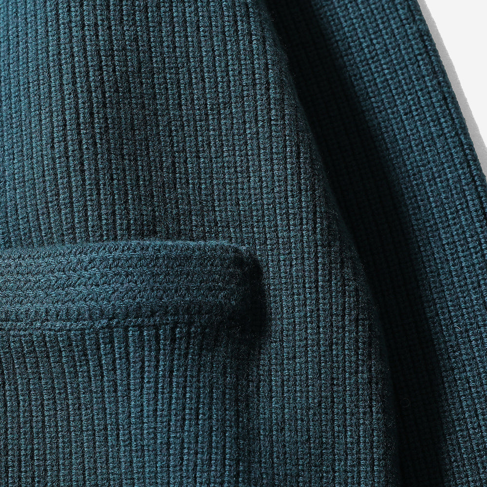 Annette Merino Wool Heavy Rib Knit Cardigan - Evergreen