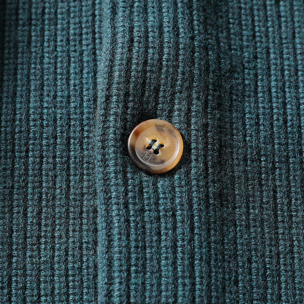 Annette Merino Wool Heavy Rib Knit Cardigan - Evergreen