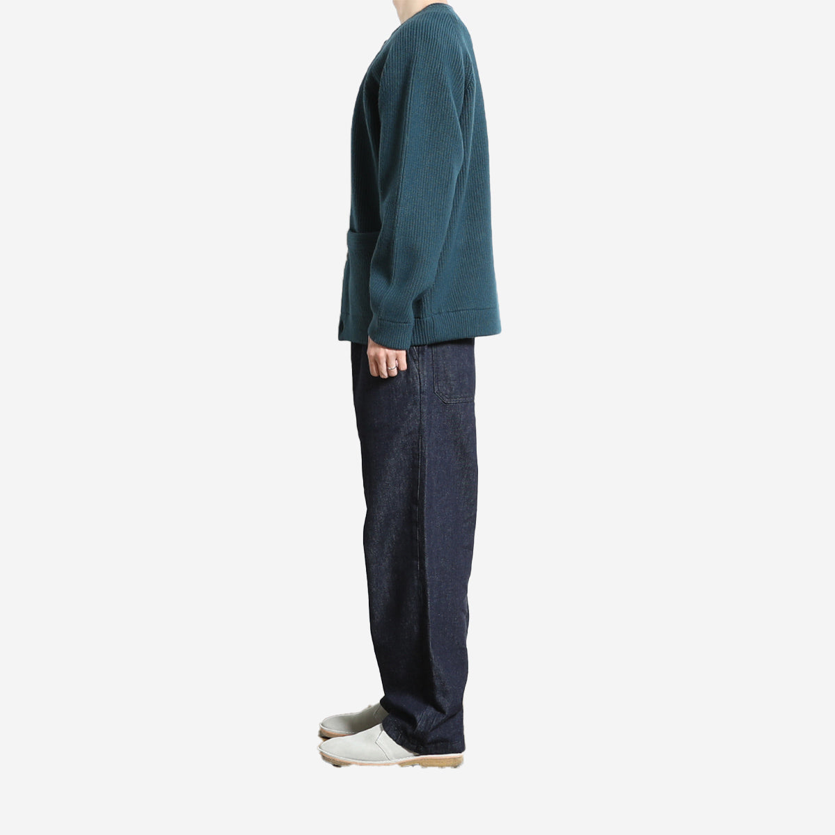 Annette Merino Wool Heavy Rib Knit Cardigan - Evergreen