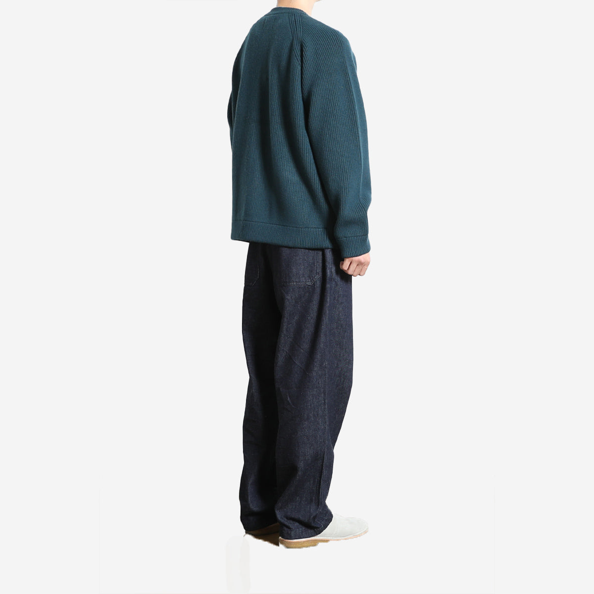 Annette Merino Wool Heavy Rib Knit Cardigan - Evergreen