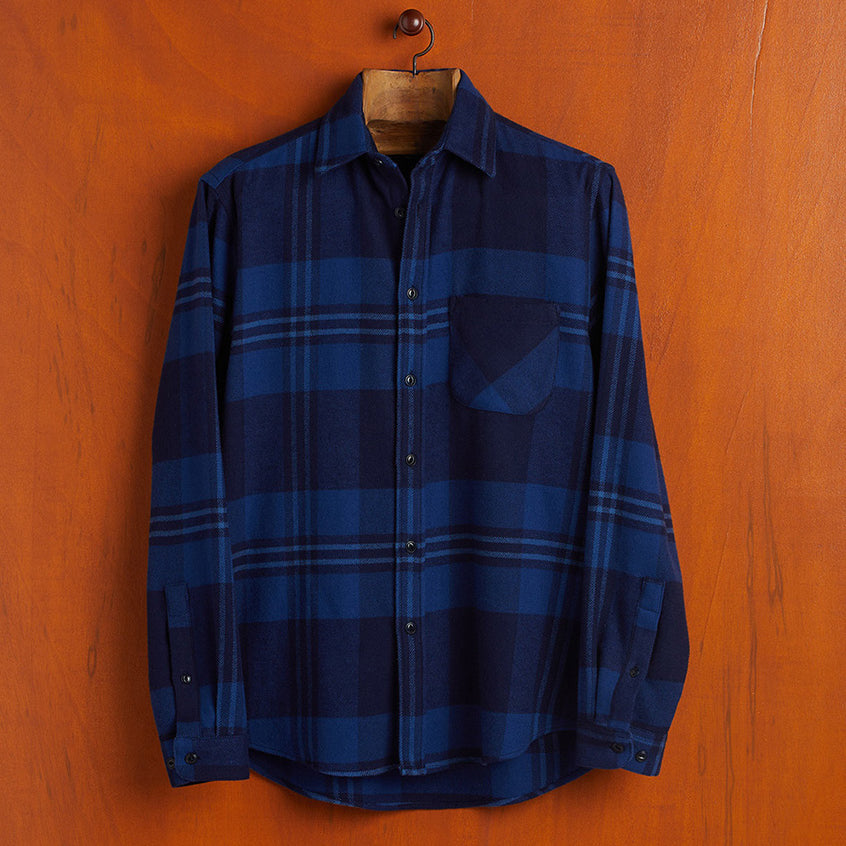 Archive 82 Plaid Flannel Shirt - Navy/Blue