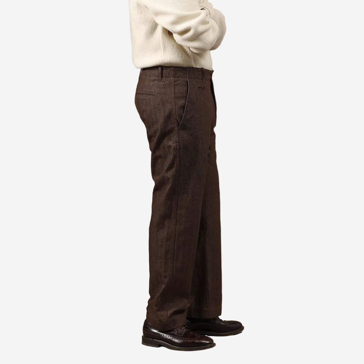 Axel Washed Herringbone Pants - Brown