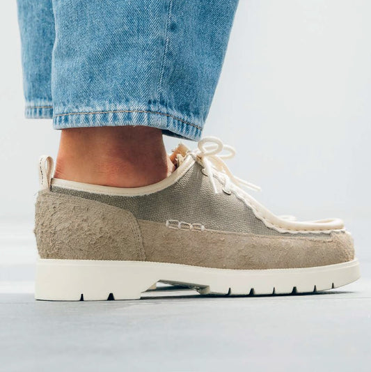 Bastille TC Suede Canvas Derby Shoes - Taupe/Beige