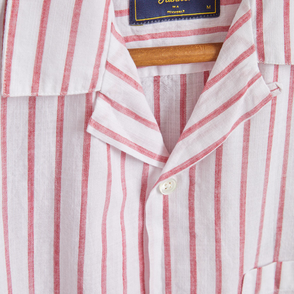 Beach Cabin S/S Vacation Shirt - Red Stripe