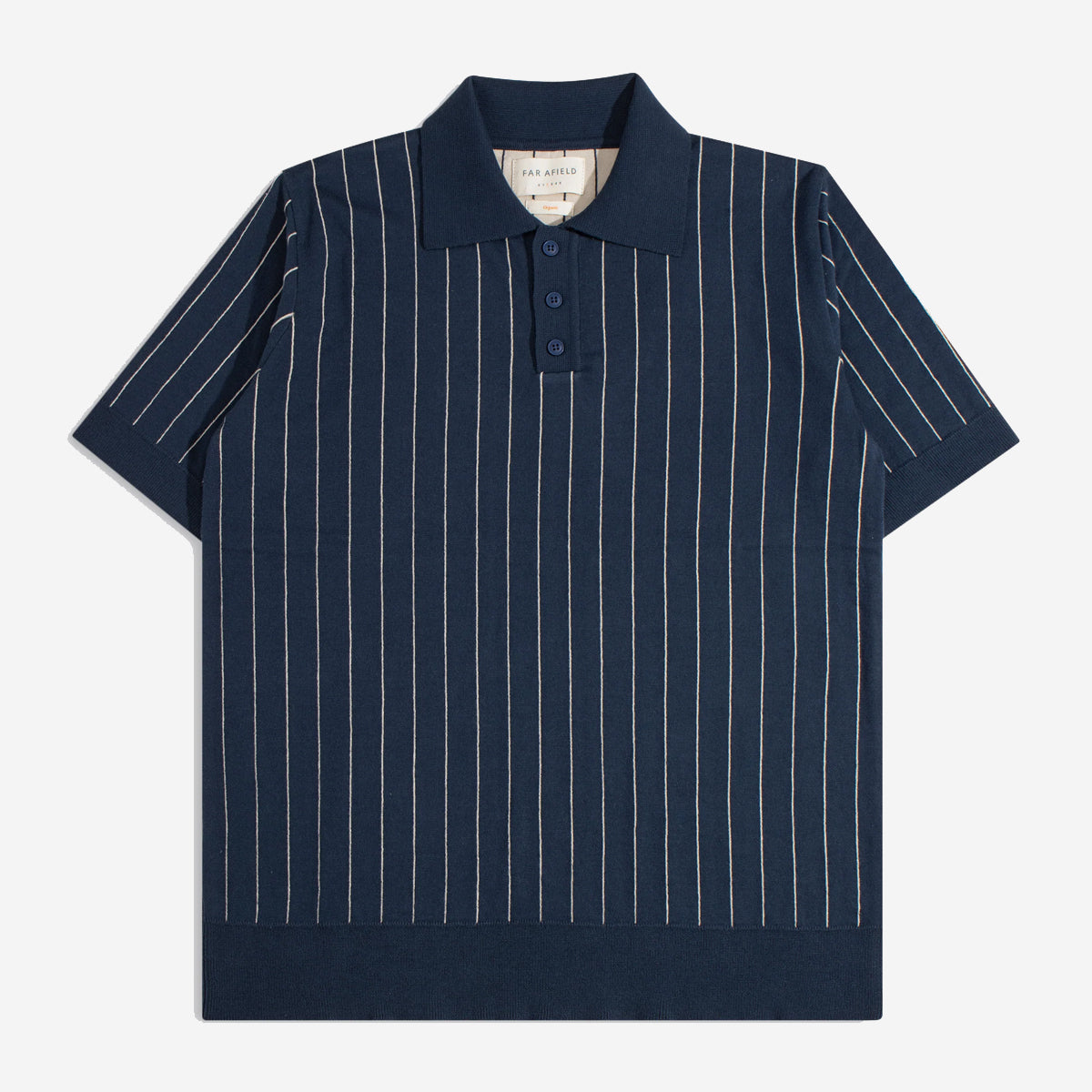 Benny Pinstripe Knit S/S Polo - Navy/Sand
