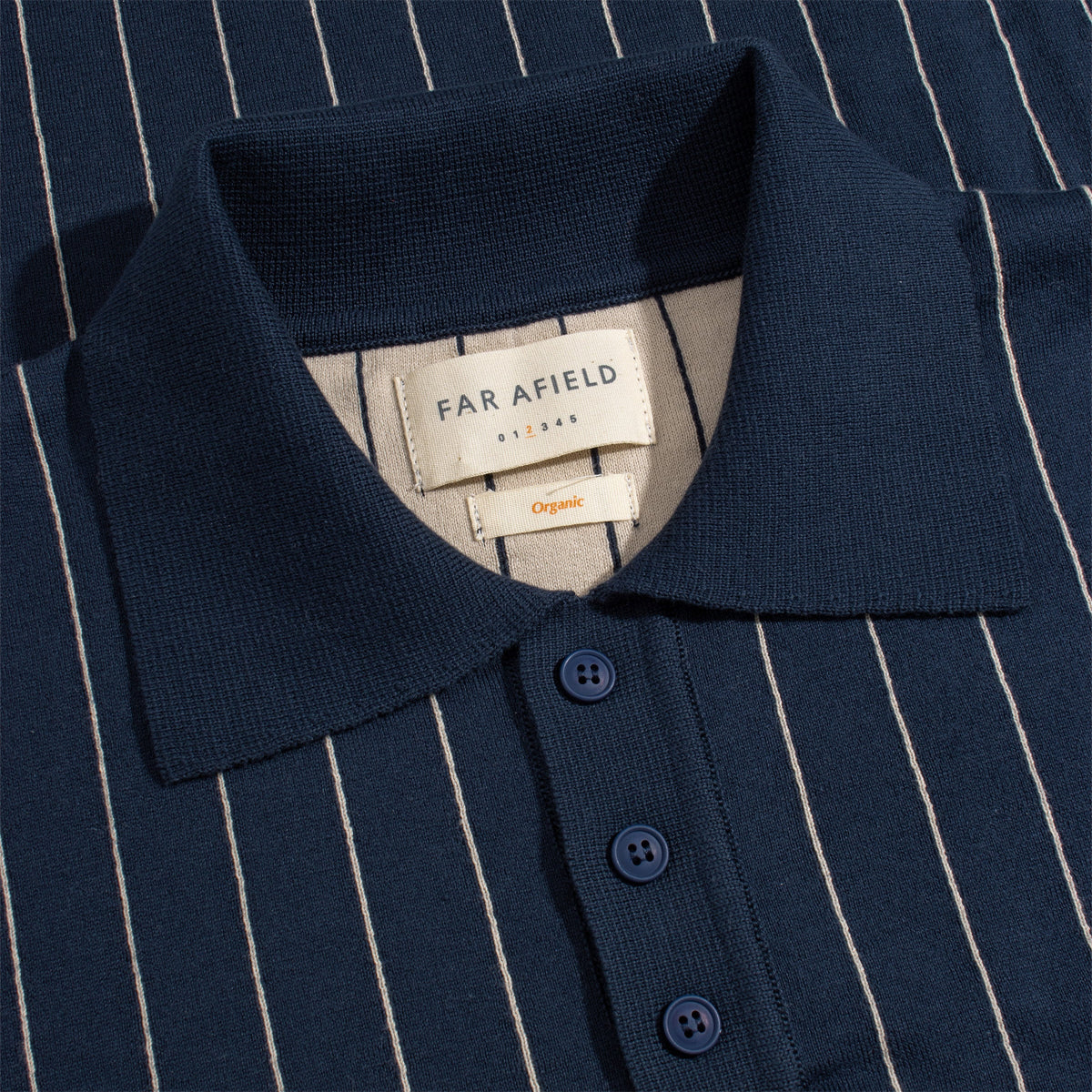 Benny Pinstripe Knit S/S Polo - Navy/Sand