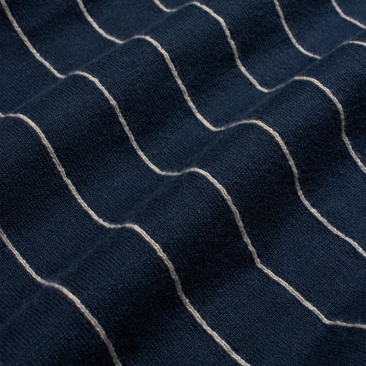 Benny Pinstripe Knit S/S Polo - Navy/Sand