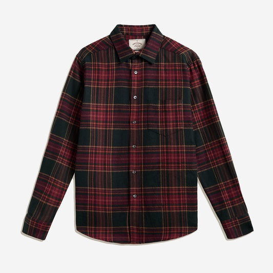 Bravio Plaid Flannel Shirt - Forest/Red