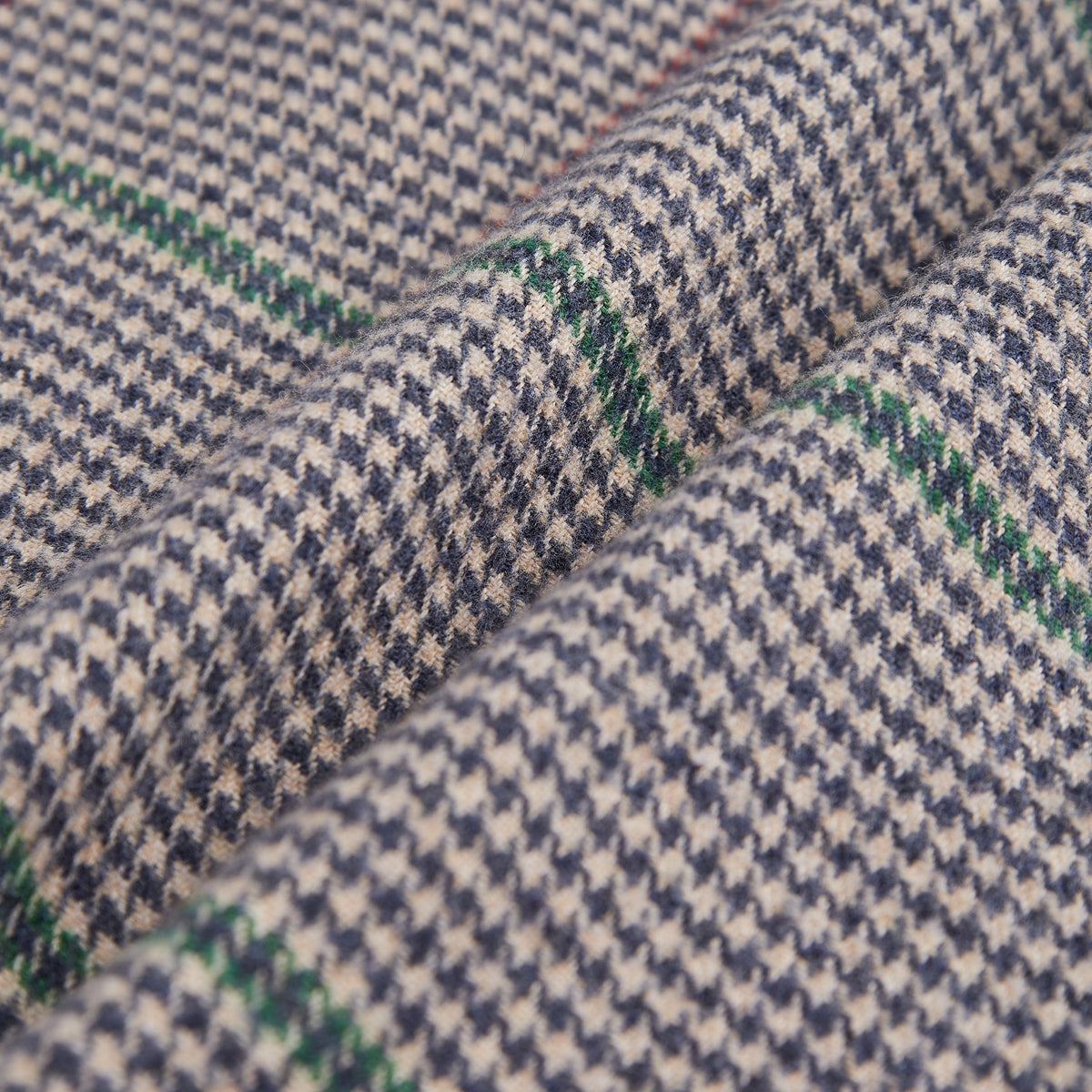 Brook Houndstooth Plaid Flannel Shirt - Light Tan/Navy