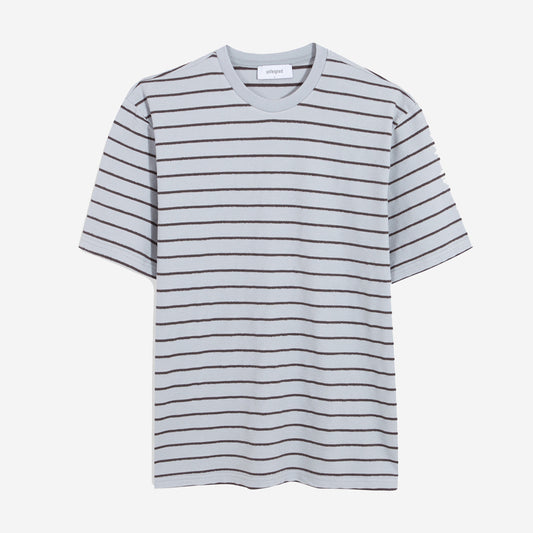 Terry Staple Stripe T-Shirt - Pearl Blue/Charcoal