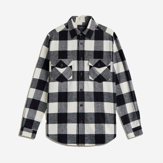 Buffalo Plaid Flannel Shirt - Black/White
