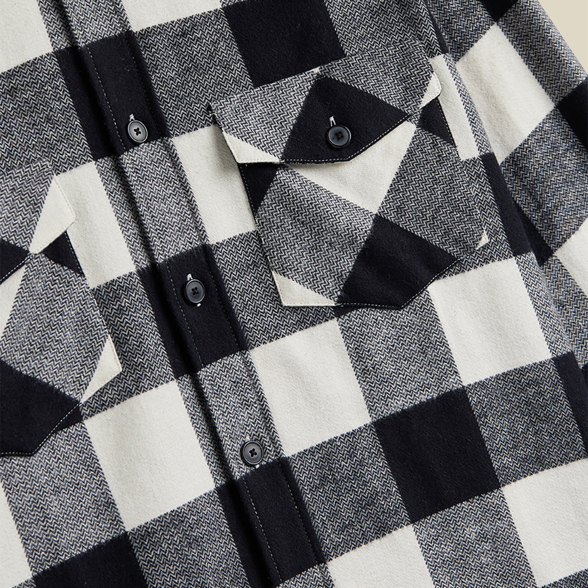 Buffalo Plaid Flannel Shirt - Black/White